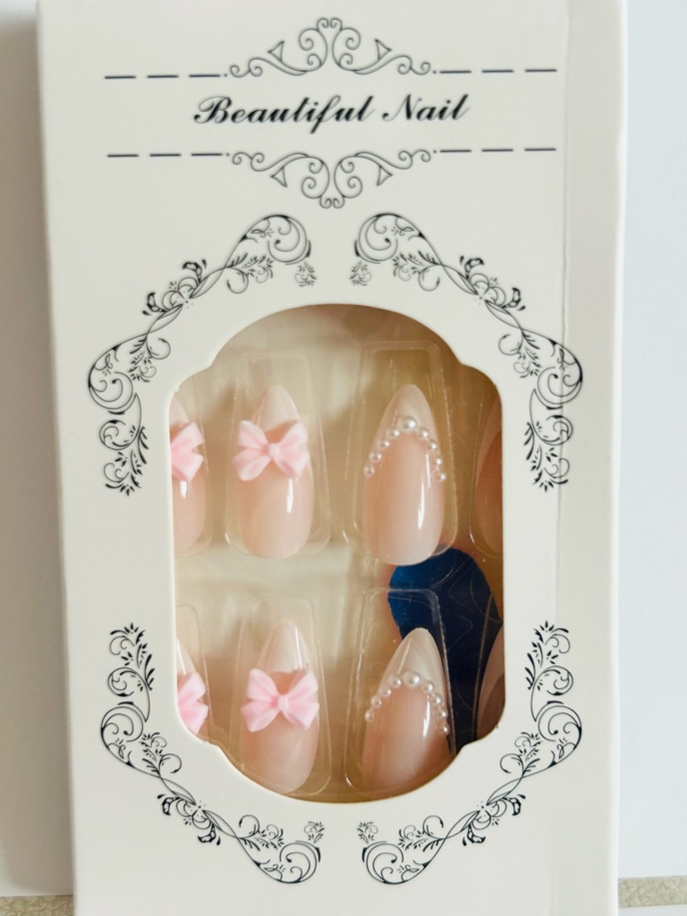 Beautiful Nail Pink Bow & Pearl Press-On Nails